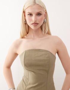 Корсет-бандо из хлопка и льна с декоративными швами, цвет шалфей Lioness