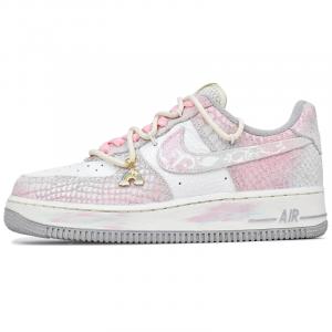 Nike Кроссовки Air Force 1 Abrasion Resistant Slip Resistant Low top Skateboard для женщин, розовые белые