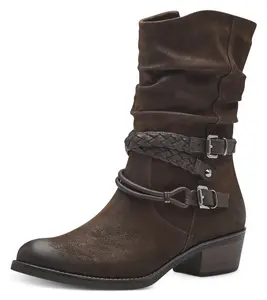 Ковбойские ботильоны MARCO TOZZI с красивыми декоративными ремешками, коричневый