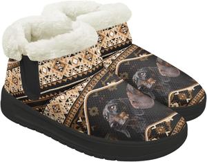 Женские ботинки без каблука, противоскользящие, зимние, для снега, теплые, с широкой носочной частью, ботильоны, мягкая подошва из ЭВА, размеры 4.5-12 Chririnla, Ethnic Dachshund