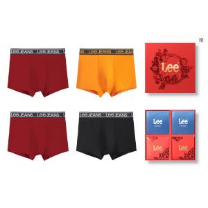 Трусы мужские 4 штуки подарочный набор Lee, Box 4 Pack (красный+красный+оранжевый+черный)