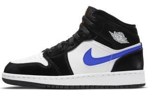 Jordan 1 Mid Black Racer Синий Белый (GS)