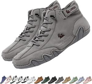 Мужские и женские ортопедические ботинки Чакка ручной работы из кожи, водонепроницаемые легкие ботинки для вождения, удобные для прогулок и нескользящие для походов Generic, серый