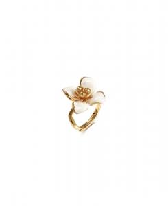 Кольцо с цветком ириса RETRO CHIC, White & gold
