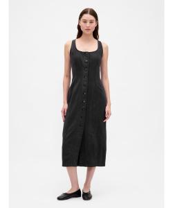 (W) Платье миди с застежкой на пуговицы по шву спереди