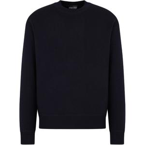 Повседневный свитер из плюша и натуральной шерсти EMPORIO ARMANI, синий