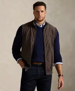 Мужской гибридный свитер с молнией на всю длину Polo Ralph Lauren, коричневый