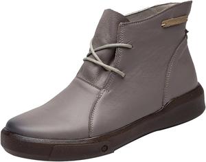 Женские повседневные кожаные ботильоны AngryMonkey с шнуровкой, кружевом, осень/зима, удобные, водонепроницаемые, нескользящие, плоские, деловые короткие ботинки, Grey Velvet