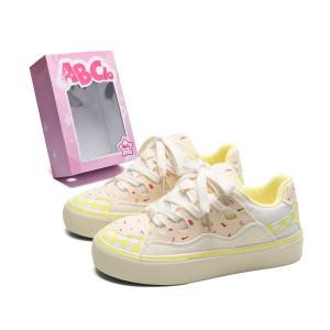 Скользоустойчивые водонепроницаемые утепленные низкие кеды на платформе ABCIO, бело-желтые