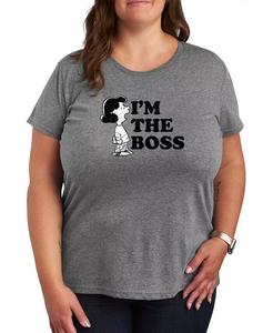 Модная футболка больших размеров с рисунком «Арахис Люси» Hybrid Apparel, серый