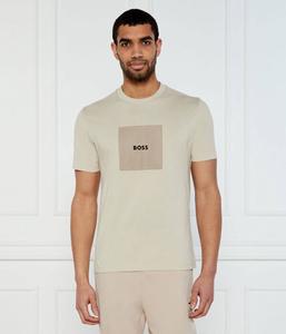 Футболка с логотипом в рубчик Regular fit Boss Green, желтый