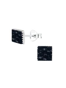 Alexander York Квадратные серьги-гвоздики с кристаллами черного цвета, из серебра 925 пробы, комплект из 2 штук
