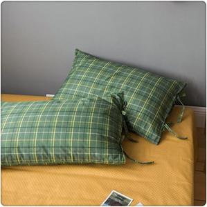 DUYHBAWRS Хлопковый комплект постельного белья клетчатый кремовый