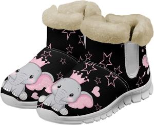Женские слипоны на меху до щиколотки, зимние теплые и мягкие ботинки для прогулок, противоскользящие легкие беговые уличные ботинки, размер США 6-12 Fuxowvby, Elephant