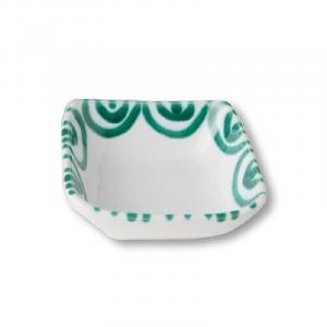 Квадратная миска с зеленым пламенем 9x9x3,4 см Gmundner Keramik, белый/зеленый