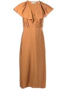 Vince платье миди с запахом и оборками, оранжевый
