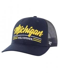 Мужская темно-синяя регулируемая шляпа Michigan Wolverines Garner Trucker '47 Brand, синий