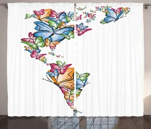 Штора ABAKUHAUS в деревенском стиле, цветная, Америка, карта мира, любовь, универсальные ленточные шторы для гостиной с петлями и крючками, 280 x 175 см, цвет: оранжевый, синий, розовый Abakuhaus