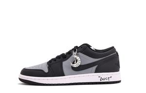 Jordan Эйр 1 устойчивые к истиранию кроссовки унисекс черно-серые низкие винтажные баскетбольные, цвет Black