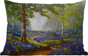 Подушка для улицы - Живопись - Природа - Лес - Цветы - Масляная краска - 60 x 40 см - Устойчива к атмосферным воздействиям - Подушка для отдыха - Декоративная подушка - Подушка для дома MuchoWow