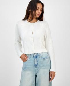 Укороченный женский кардиган с отделкой сутажем, размеры PXXS-4X And Now This, White