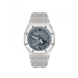 CASIO Часы Unisex Liquid Crystal/Analog Dual Display Series 48.5mm Gray Watch, Shadow Forged Silver
