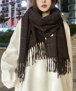 Aimoha -select-/Шарф с клетчатой бахромой Aimoha - Select -, цвет Chocolate