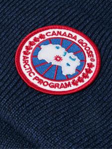 Шапка-бини из шерсти мериноса с аппликацией логотипа CANADA GOOSE, темно-синий
