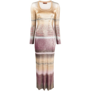 Missoni striped long-sleeve maxi dress, нейтральный цвет