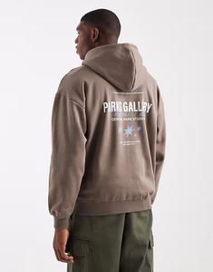 Толстовка & SONS в винтажном стиле с принтом на спине в коричневом цвете Only & Sons