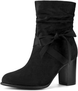 Allegra K Женские ботильоны на толстом каблуке и в повседневном стиле, Preto