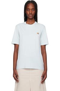 Футболка с вышивкой лисьей головы Regular Maison Kitsuné, синий