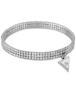 Золотистый браслет с подвеской в виде логотипа V и стразами Guess, silver