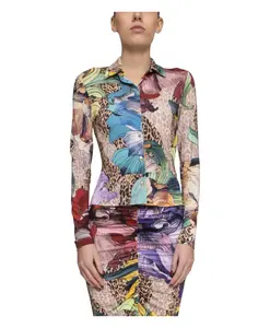 Разноцветная приталенная женская рубашка Just Cavalli, мультиколор
