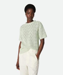 Cotton crochet knit t-shirt BOTTEGA VENETA, ледник
