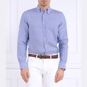 Льняная рубашка стандартного кроя Oscar Jacobson, синий