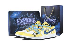 Jordan Баскетбольные кроссовки Air 1 Star Box Low Top Vintage унисекс, синие, желтые