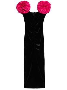 Бархатное платье миди NISSA с цветочной аппликацией, черный