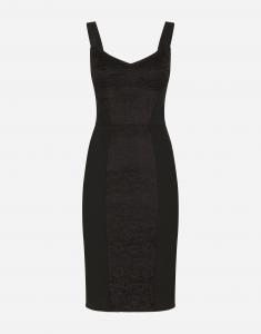 Миди-платье корсетного кроя из павернета и кружева Dolce & Gabbana, черный