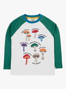 Детский хлопковый топ с длинными рукавами и аппликацией Frugi, Soft White/Fungi