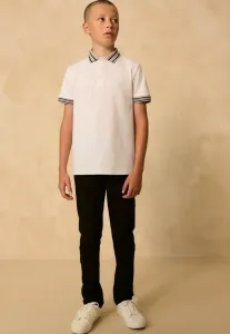 Рубашка-Поло с коротким рукавом, стандартного кроя, воротником в полоску. Next, White