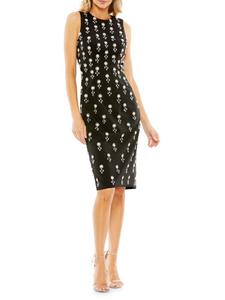 Платье-футляр с драгоценными камнями Mac Duggal, черный