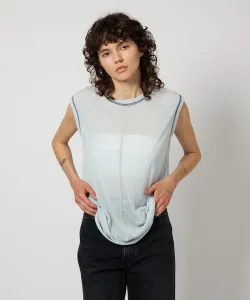 Хлопковая нейлоновая футболка без рукавов с цветной отделкой 6(Roku), цвет Lt.Blue