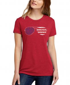 Женская футболка с круглым вырезом и надписью "Солнцезащитные очки в американском стиле" LA Pop Art, Red