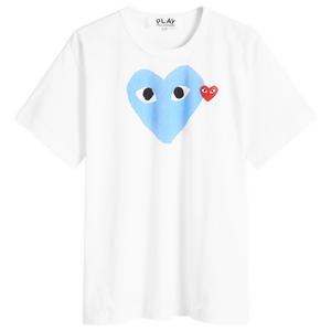 Футболка Comme Des Garçons Play Colour Heart T-Shirt, цвет White, Red & Blue