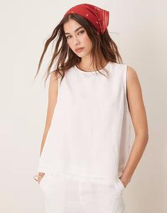Топ из льняной смеси с кисточками по низу, белый цвет Asos Design