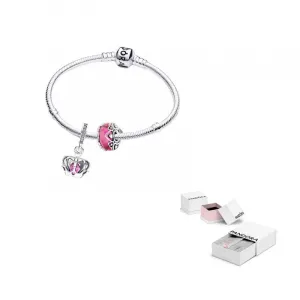 Pandora Серебряный браслет из стерлингового серебра 925 пробы со стеклом