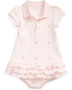 Платье Polo Ralph Lauren Kids Baby Girl's Ruffled Polo Dress & Bloomers Set, цвет Delicate Pink