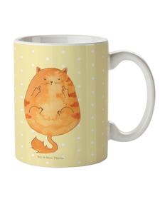 Детская кружка с изображением среднего пальца кота, без слов, пастельно-желтого цвета Mr. & Mrs. Panda