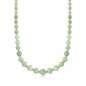 Ожерелье Ross-Simons из зеленого нефрита 6-12 мм с желтым золотом 14 карат Ross-Simons, 18 In